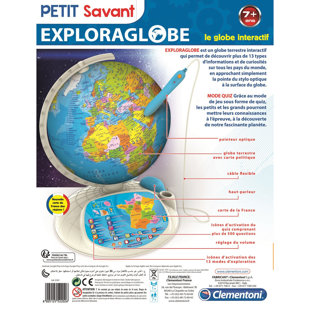 Glob Pământesc Interactiv Clementoni Plastic FR - Birou și papetărie, Material școlar și educațional