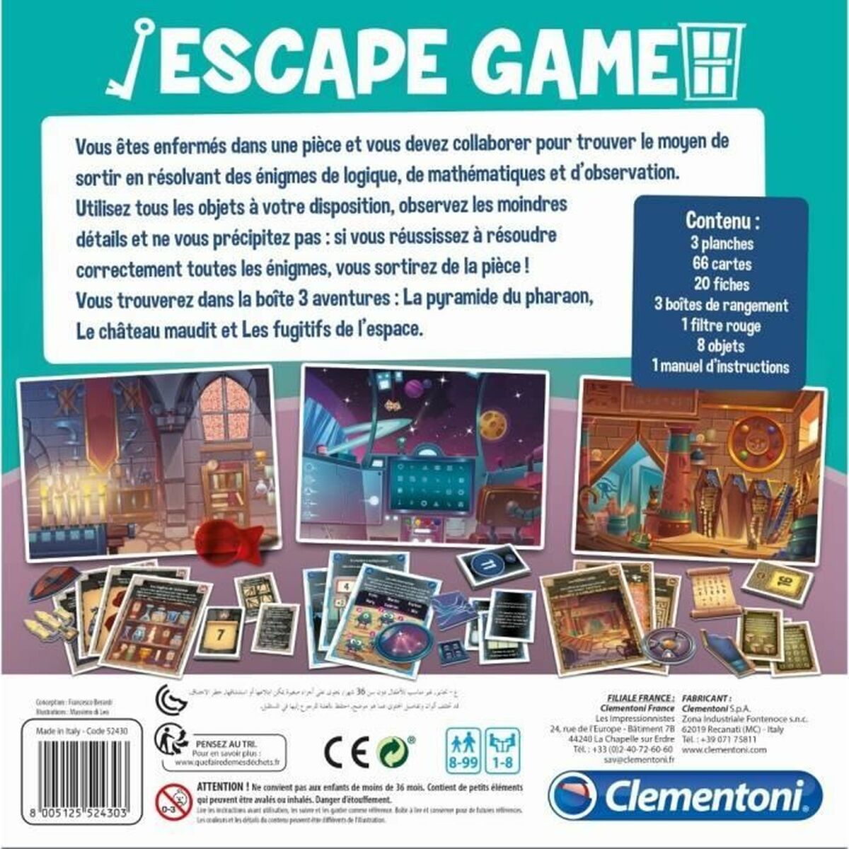 Joc de Masă Clementoni 52430 Escape Game - Jucarii si jocuri, Jocuri și accesorii