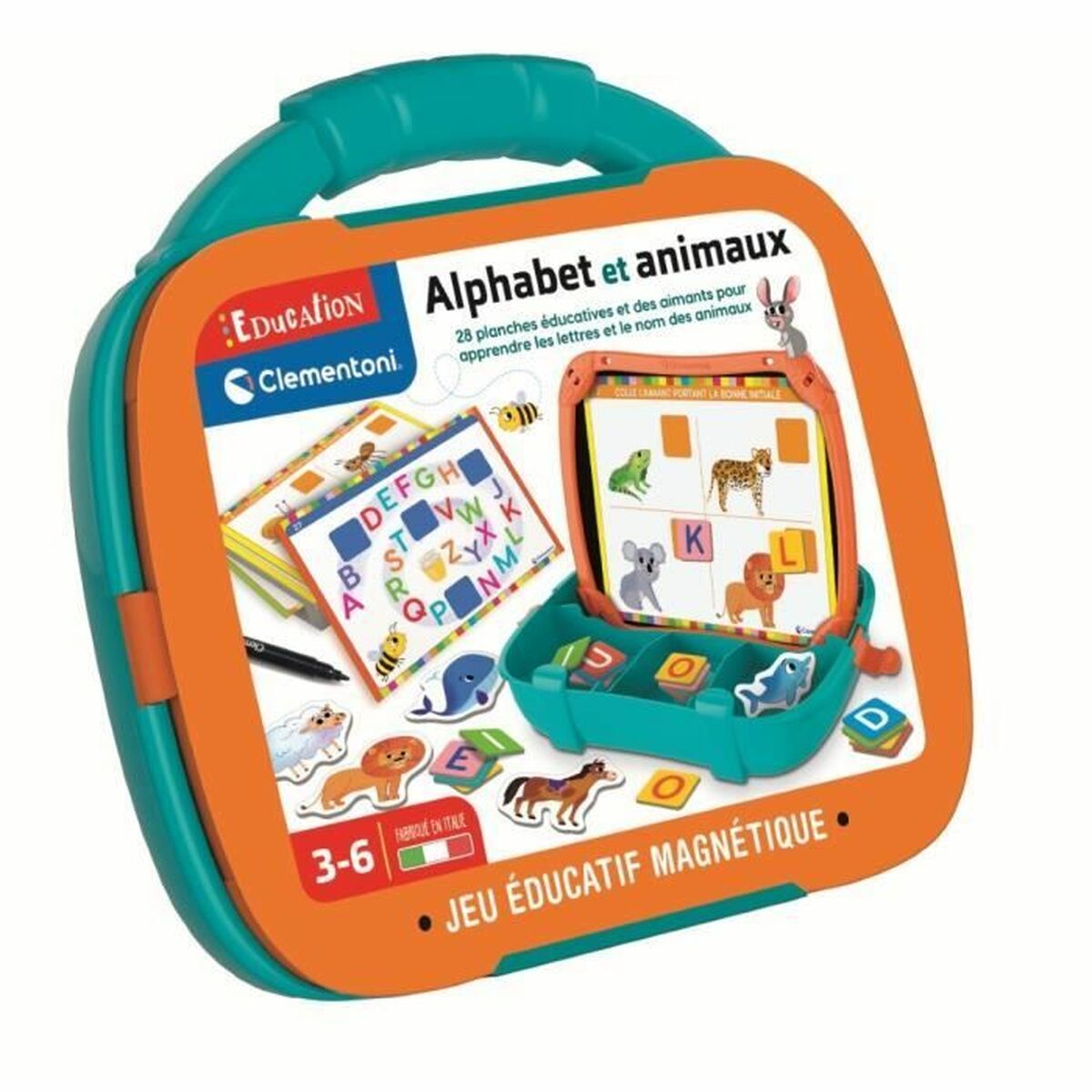 Joc de Masă Clementoni Magnetic Letters & Animals Case (FR) - Jucarii si jocuri, Jocuri și accesorii