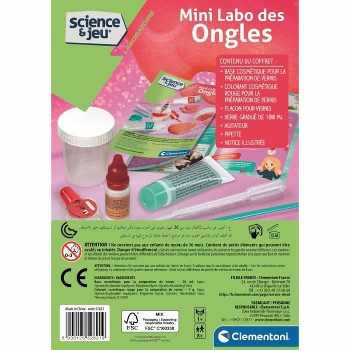 Set de Lucru Manual Clementoni Mini Nail Lab Create your own nail polish (FR) - Jucarii si jocuri, Activități creative