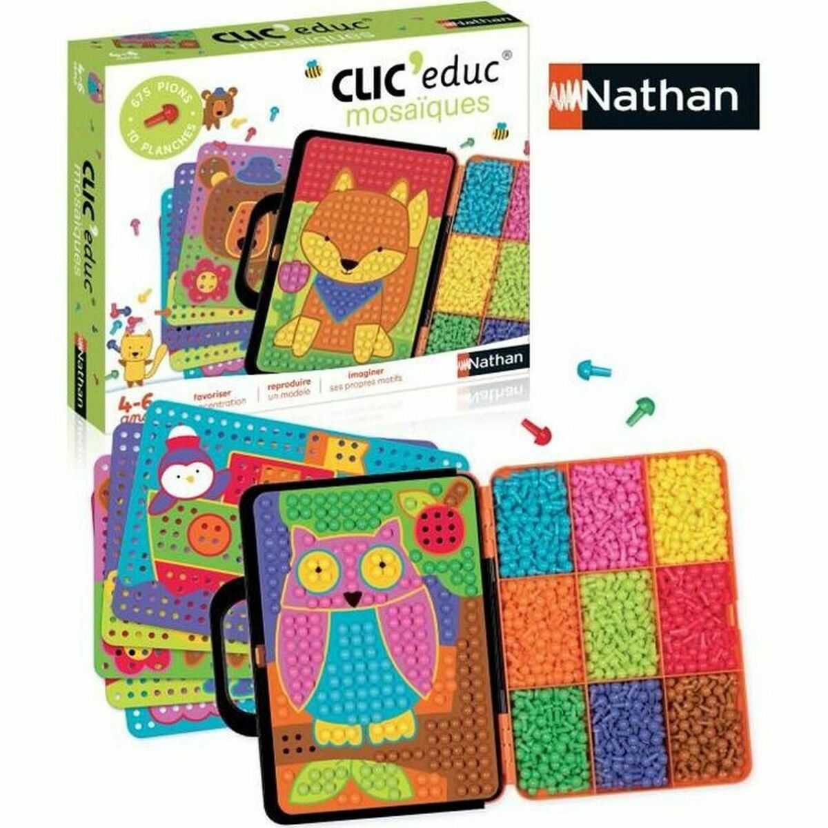 Joc de Masă Nathan Clic'Educ - Mosaiques (FR) - Jucarii si jocuri, Jocuri și accesorii