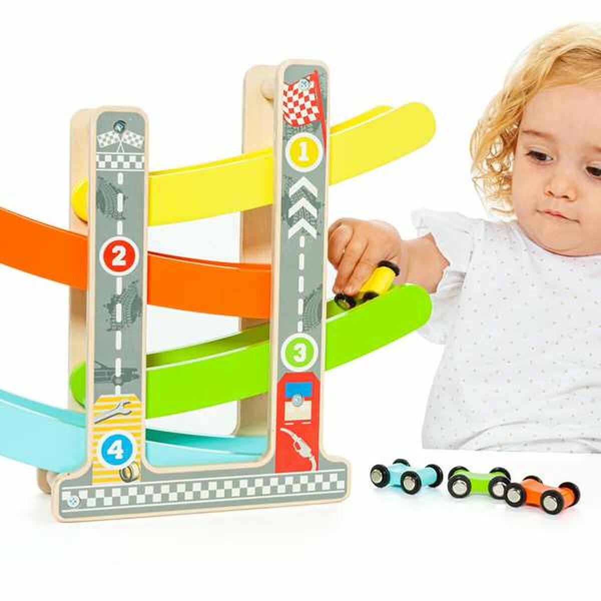 Pistă din lemn cu rampe pentru mașini Moltó - Jucarii si jocuri, Vehicule