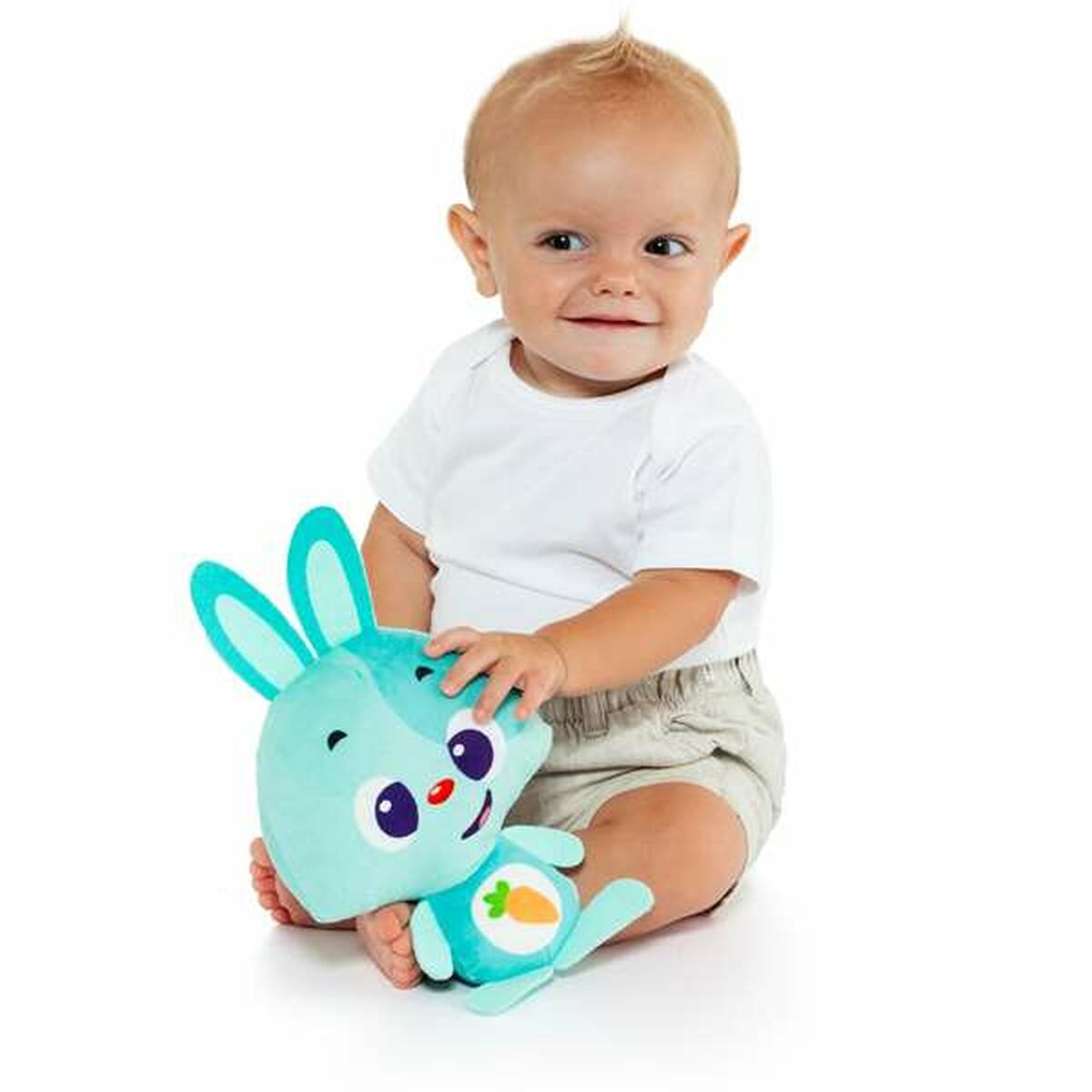 Jucărie de Pluș cu Sunet Moltó Gusy luz Baby Bunny Turquoise 7,5 cm - Jucarii si jocuri, Jucării de pluș