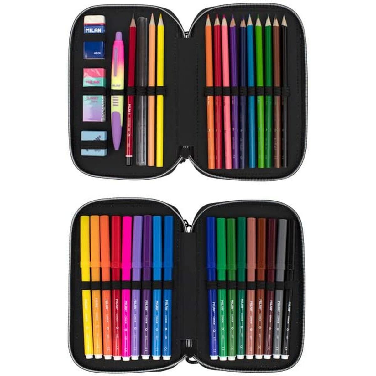 Creion dublu Milan Sunset Negru Roz 34 Piese 19,5 x 13 x 5 cm - Birou și papetărie, Material școlar și educațional