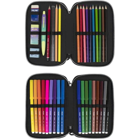 Creion dublu Milan Sunset Negru Verde 19,5 x 13 x 5 cm 36 Piese - Birou și papetărie, Material școlar și educațional