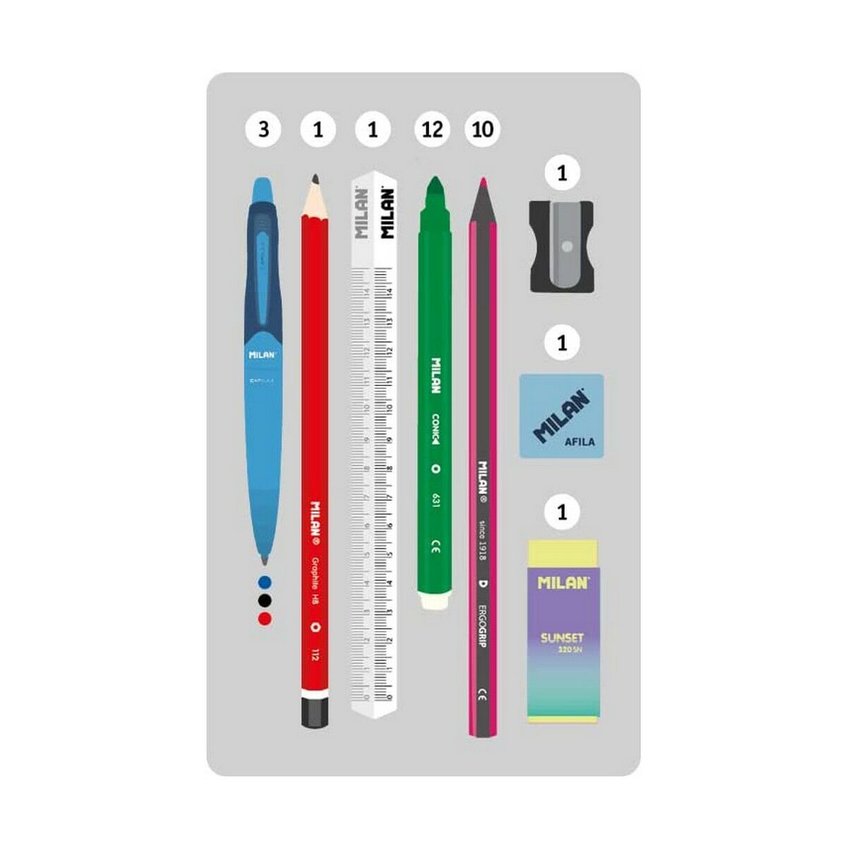 Carcasă Milan Sunset KIT Negru 22,5 x 11,5 x 11 cm - Birou și papetărie, Material școlar și educațional