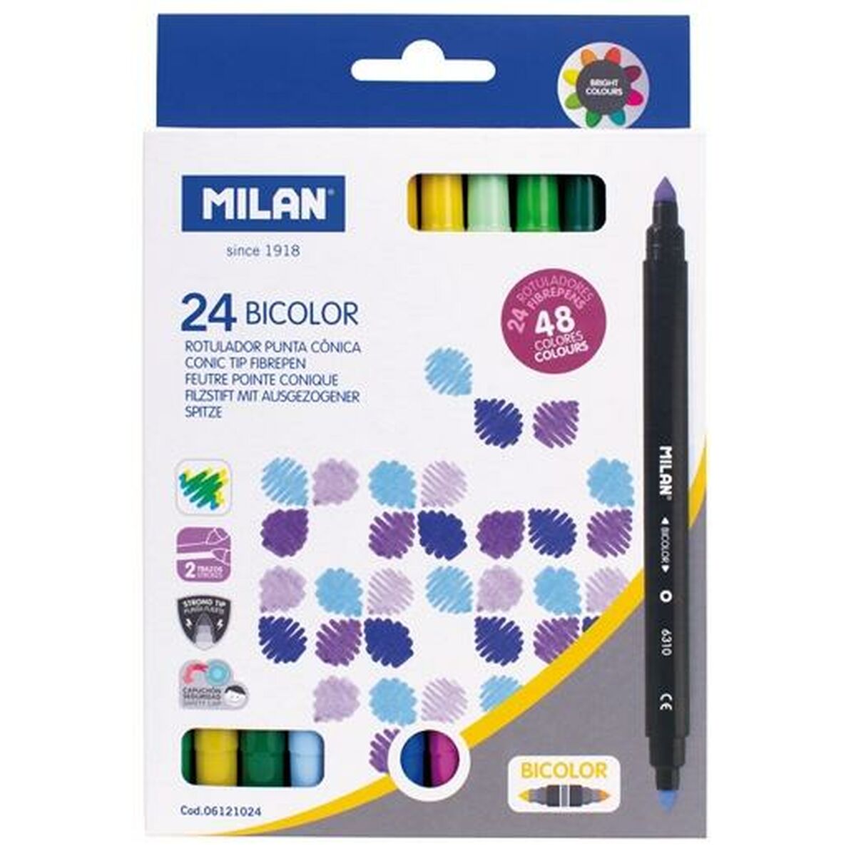 Set de Carioci Milan Bicolor 24 Piese Multicolor - Birou și papetărie, Pixuri, creioane și articole de scris