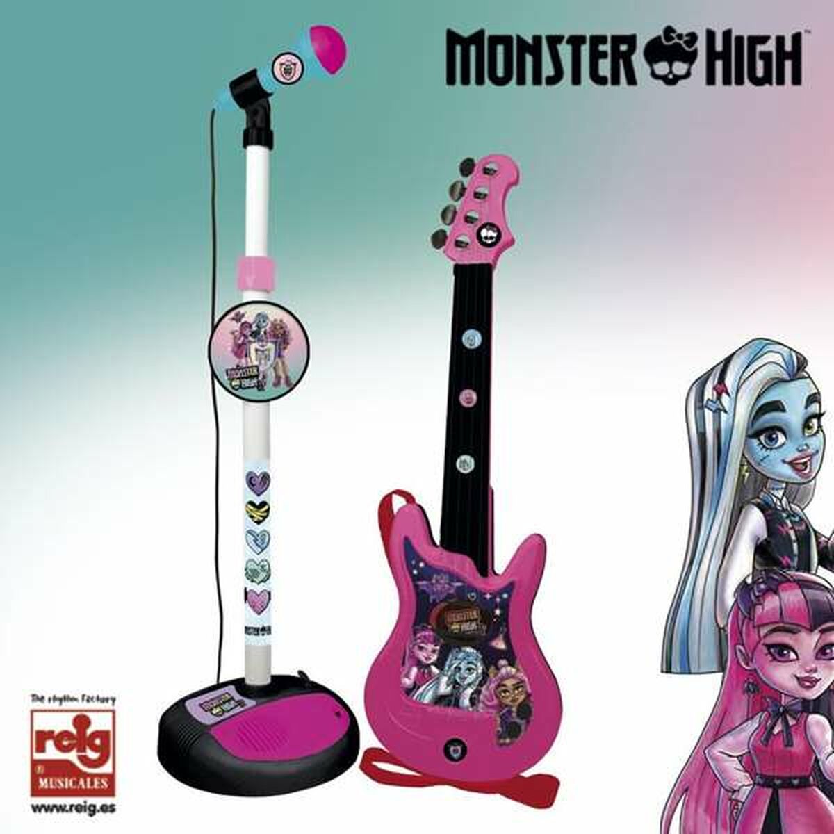 Chitară pentru Copii Monster High Microfon Karaoke - Jucarii si jocuri, Instrumente muzicale pentru copii