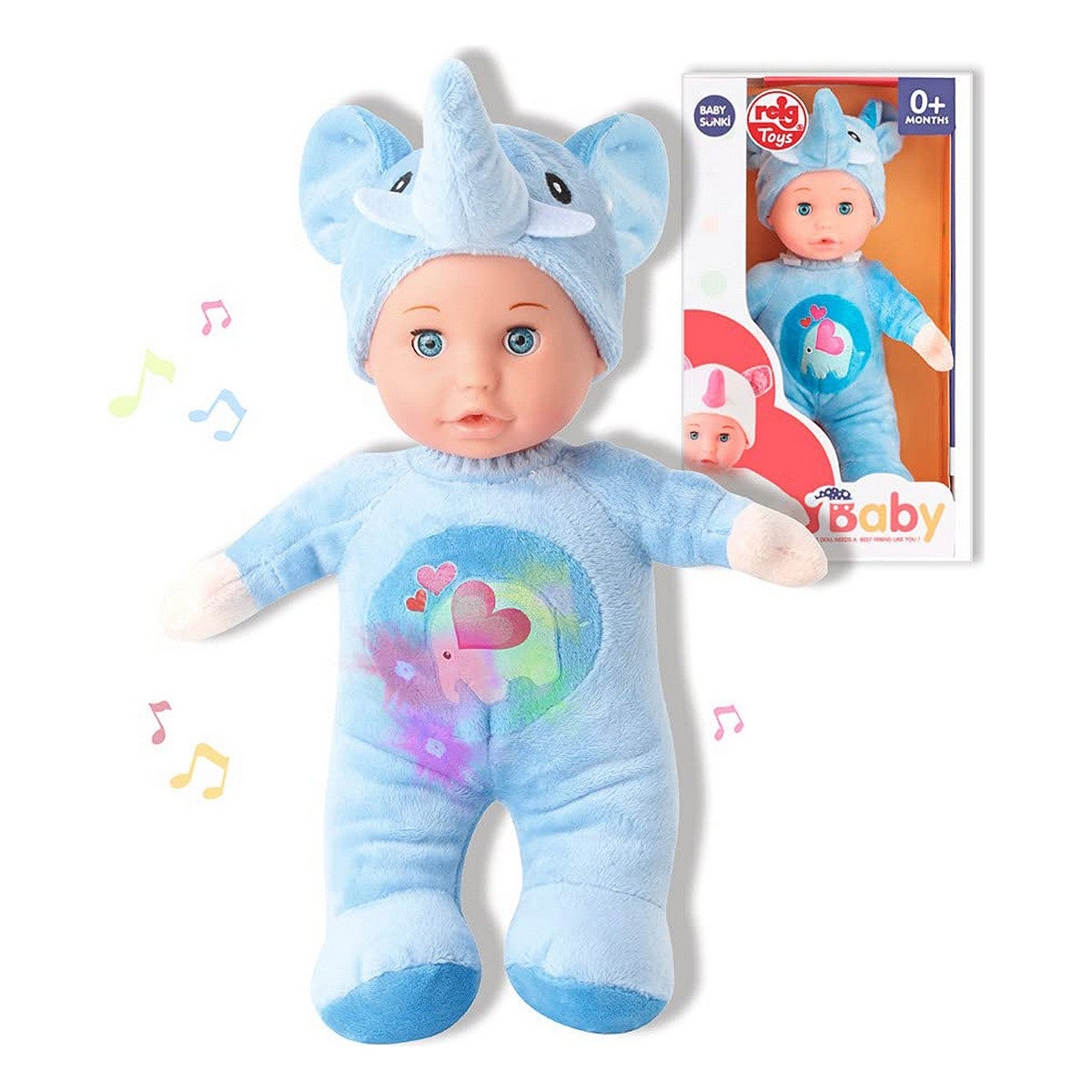 Păpușă Bebe Reig 30 cm Elefant Jucărie de Pluș Albastru (30 cm) - Jucarii si jocuri, Păpuși și accesorii