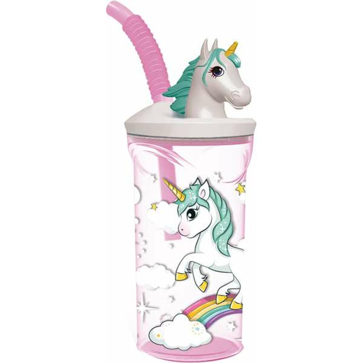 Pahar cu Pai Stor Unicorn Rainbow Roz (360 ml) - Bebelus, Alăptarea și hrănirea