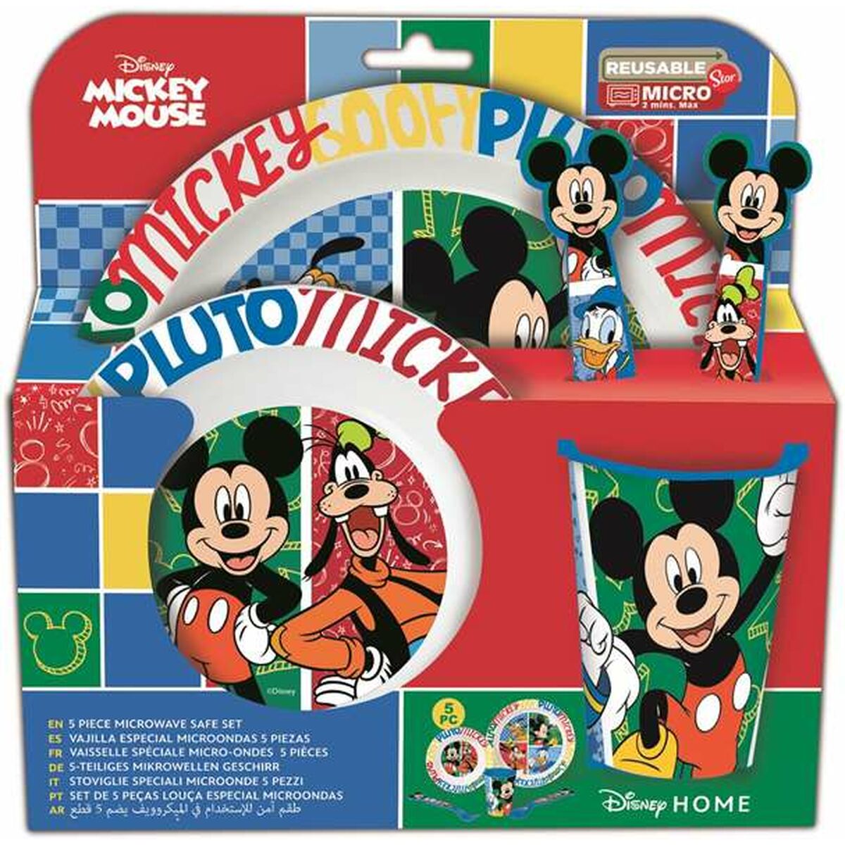 Set de veselă pentru copii Mickey Mouse Mickey Has Fun 5 Piese - Acasă și bucătărie, Tacâmuri, veselă și sticlărie