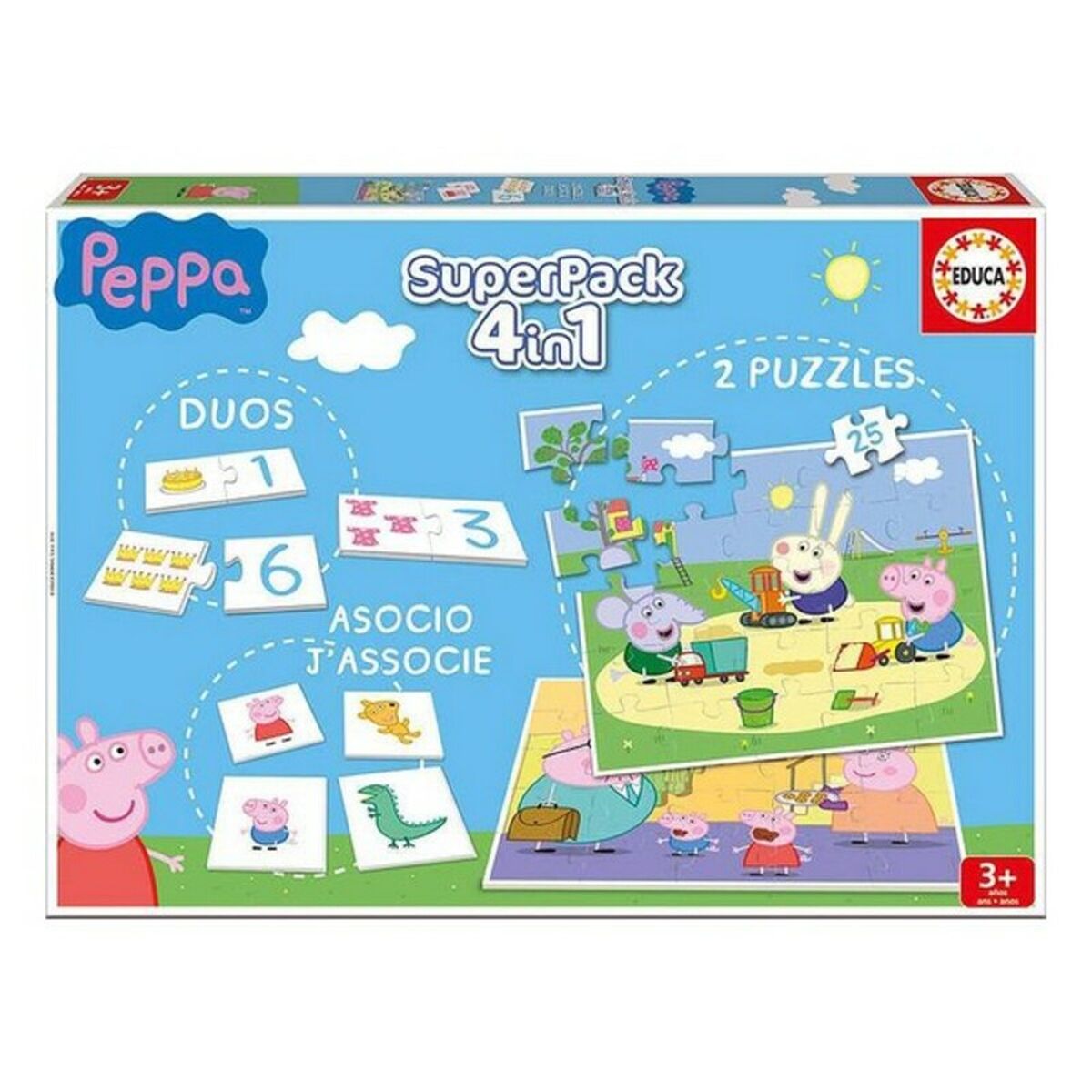 Joc Educativ Peppa Pig SuperPack 4 in 1 Educa Multicolor (Spaniolă) - Jucarii si jocuri, Jocuri și accesorii