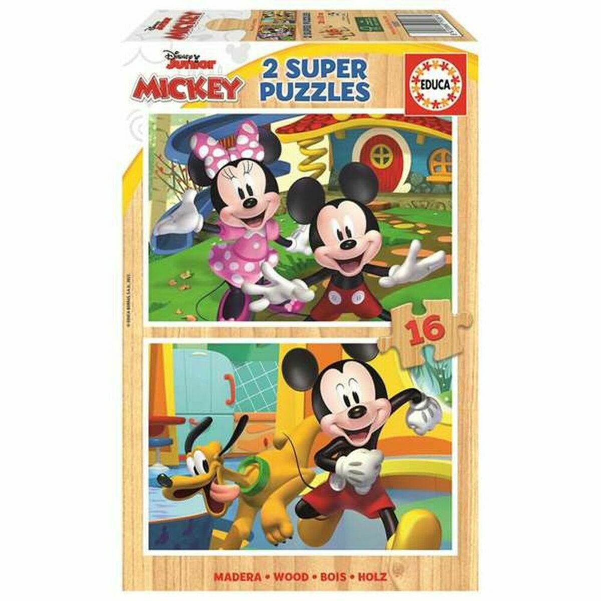 Set de 2 Puzzle-uri Mickey Mouse 19287 16 Piese 36 cm - Jucarii si jocuri, Puzzle-uri și puzzle-uri
