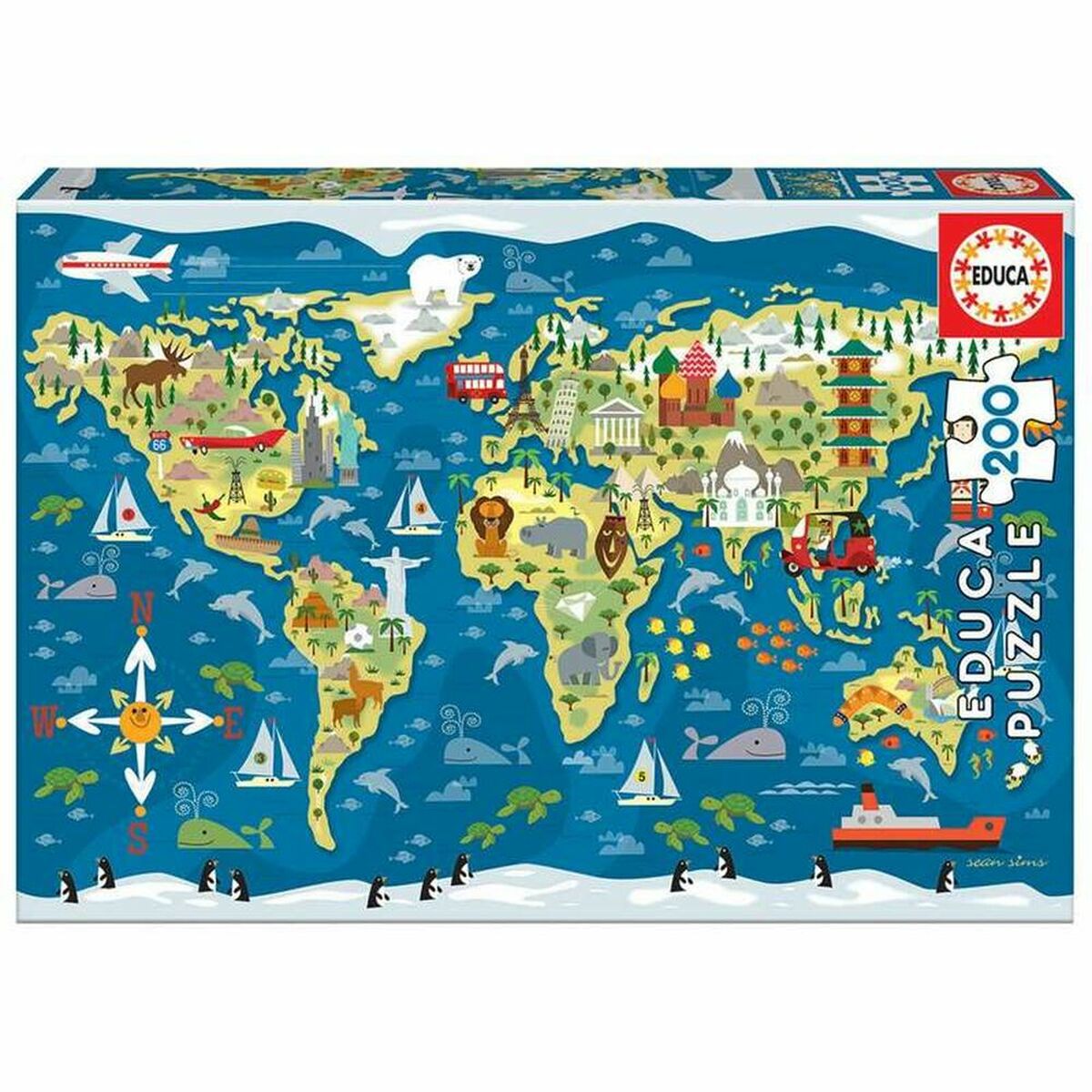 Puzzle pentru Copii Educa Mapamundi (200 pcs) - Jucarii si jocuri, Puzzle-uri și puzzle-uri