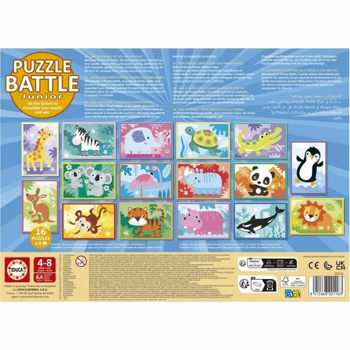 Puzzle Educa Battle Jr Animales 144 Piese - Jucarii si jocuri, Puzzle-uri și puzzle-uri