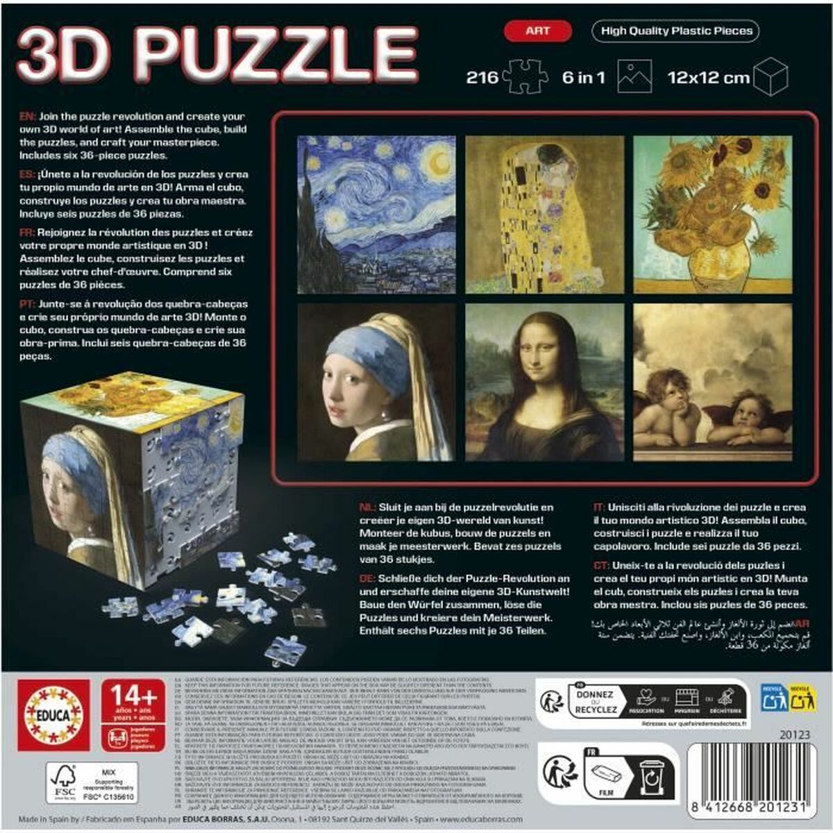 Puzzle Educa Arte en Cubo 36 Piese 216 Piese (6 Unități) - Jucarii si jocuri, Puzzle-uri și puzzle-uri