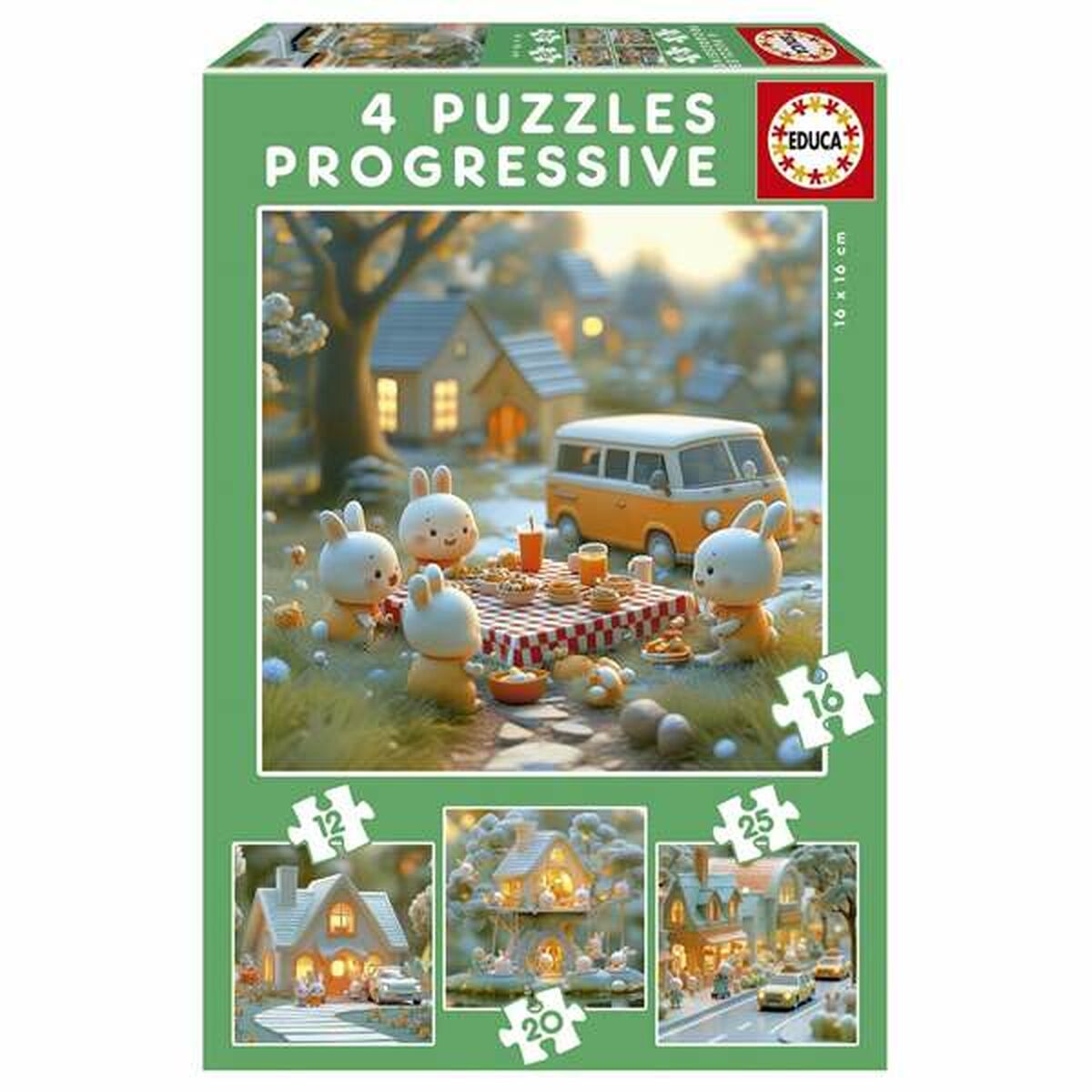 Puzzle Educa Iepure 12 Piese 16 Piese 20 Piese 25 Piese (4 Unități) - Jucarii si jocuri, Puzzle-uri și puzzle-uri