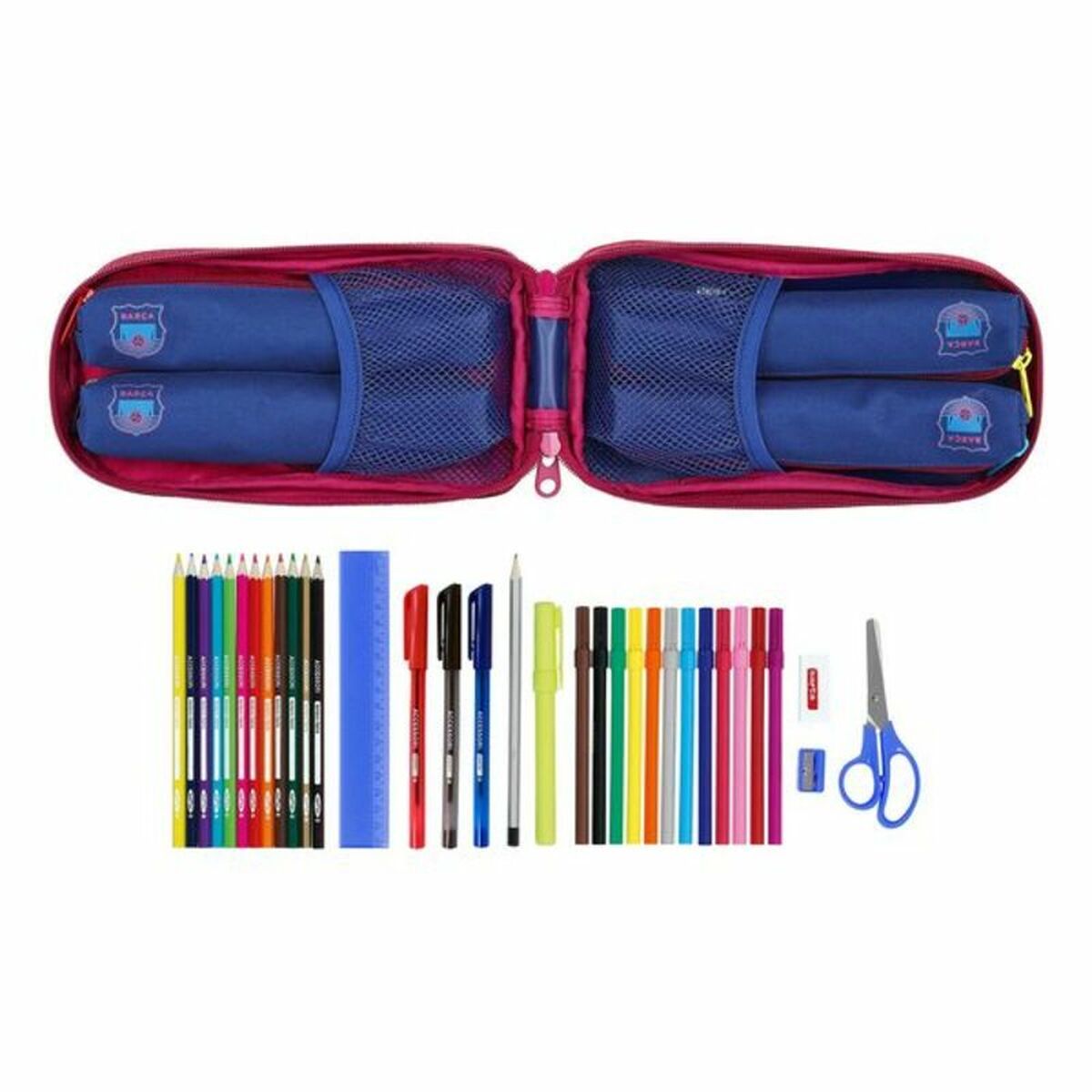 Cutie pentru creioane F.C. Barcelona 12 x 23 x 5 cm (33 Piese) - Birou și papetărie, Material școlar și educațional