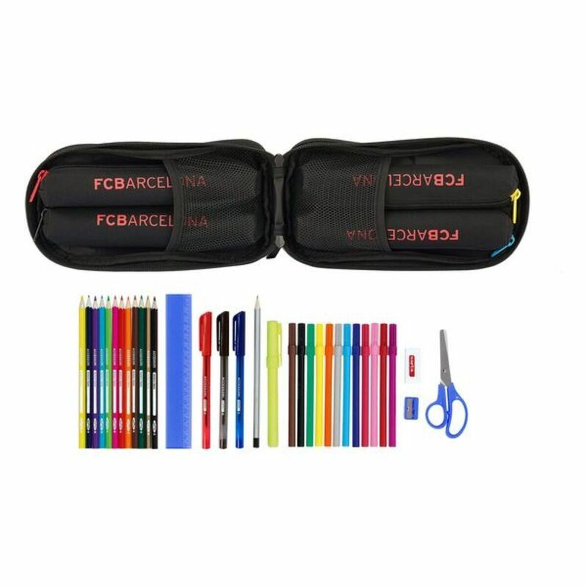 Cutie pentru creioane F.C. Barcelona Negru 12 x 23 x 5 cm (33 Piese) - Birou și papetărie, Material școlar și educațional