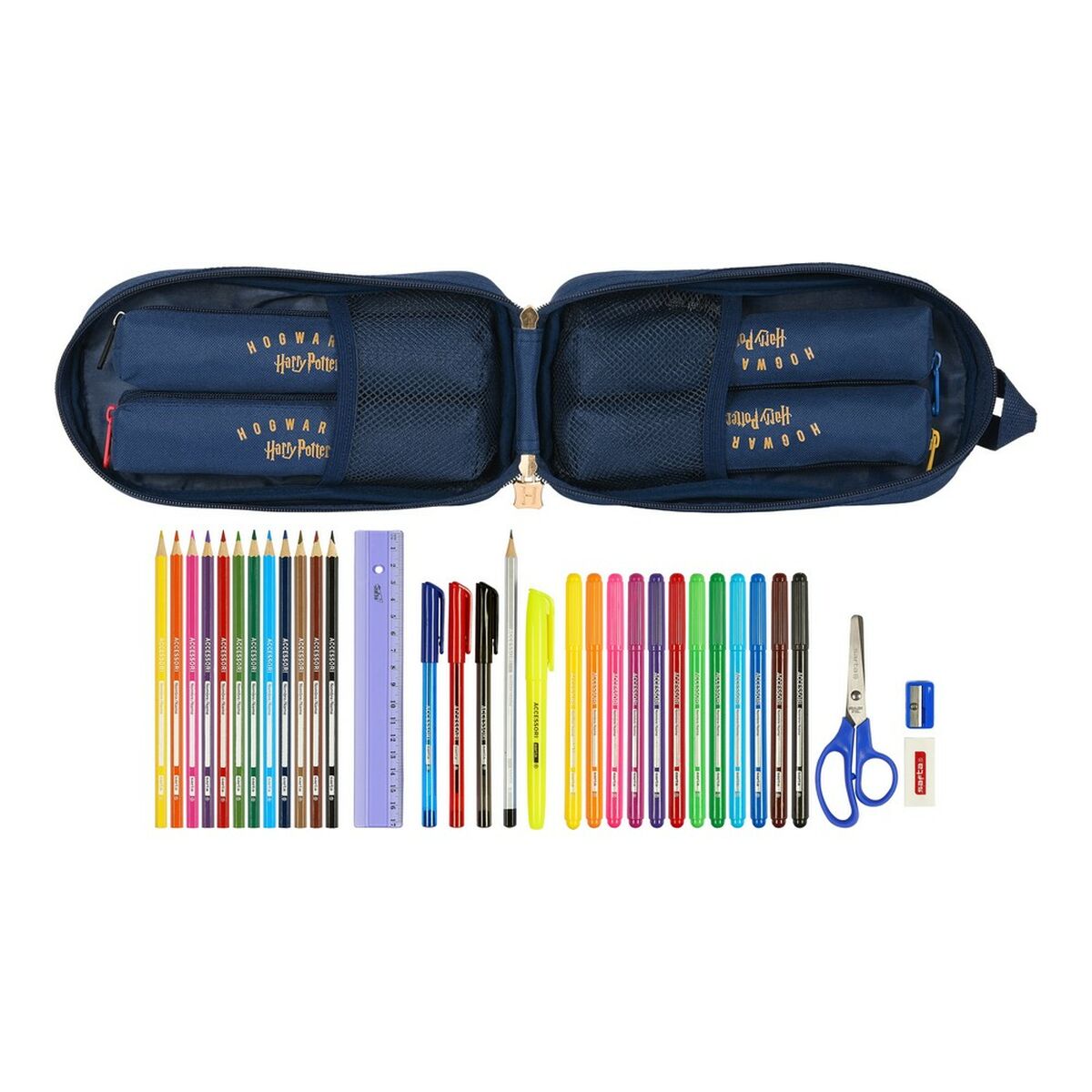 Cutie pentru creioane Harry Potter Magical Maro Bleumarin (12 x 23 x 5 cm) (33 Piese) - Birou și papetărie, Material școlar și educațional
