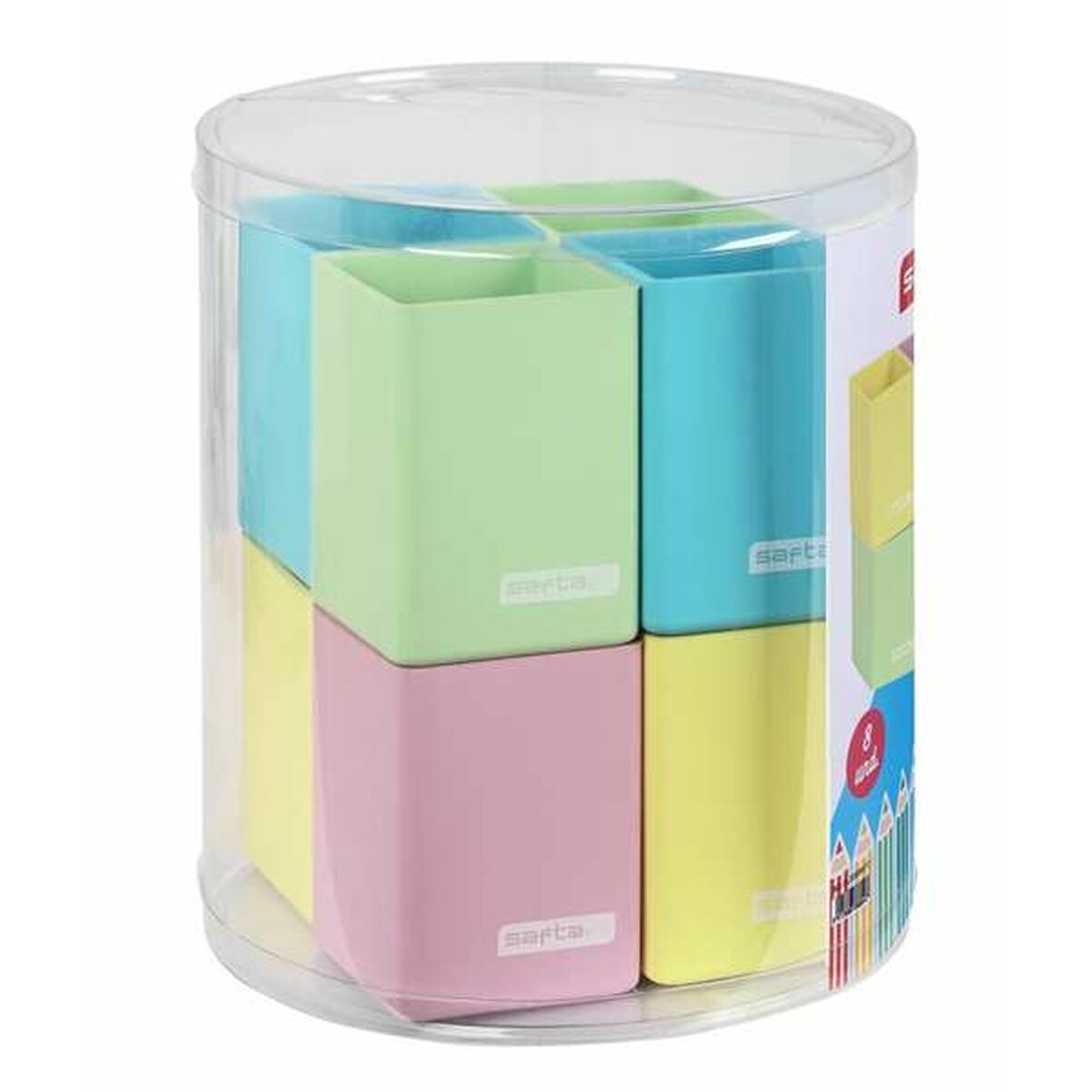 Set Safta Albastru Multicolor Silicon 19,5 x 23 cm Suport pentru Creioane - Birou și papetărie, Material școlar și educațional