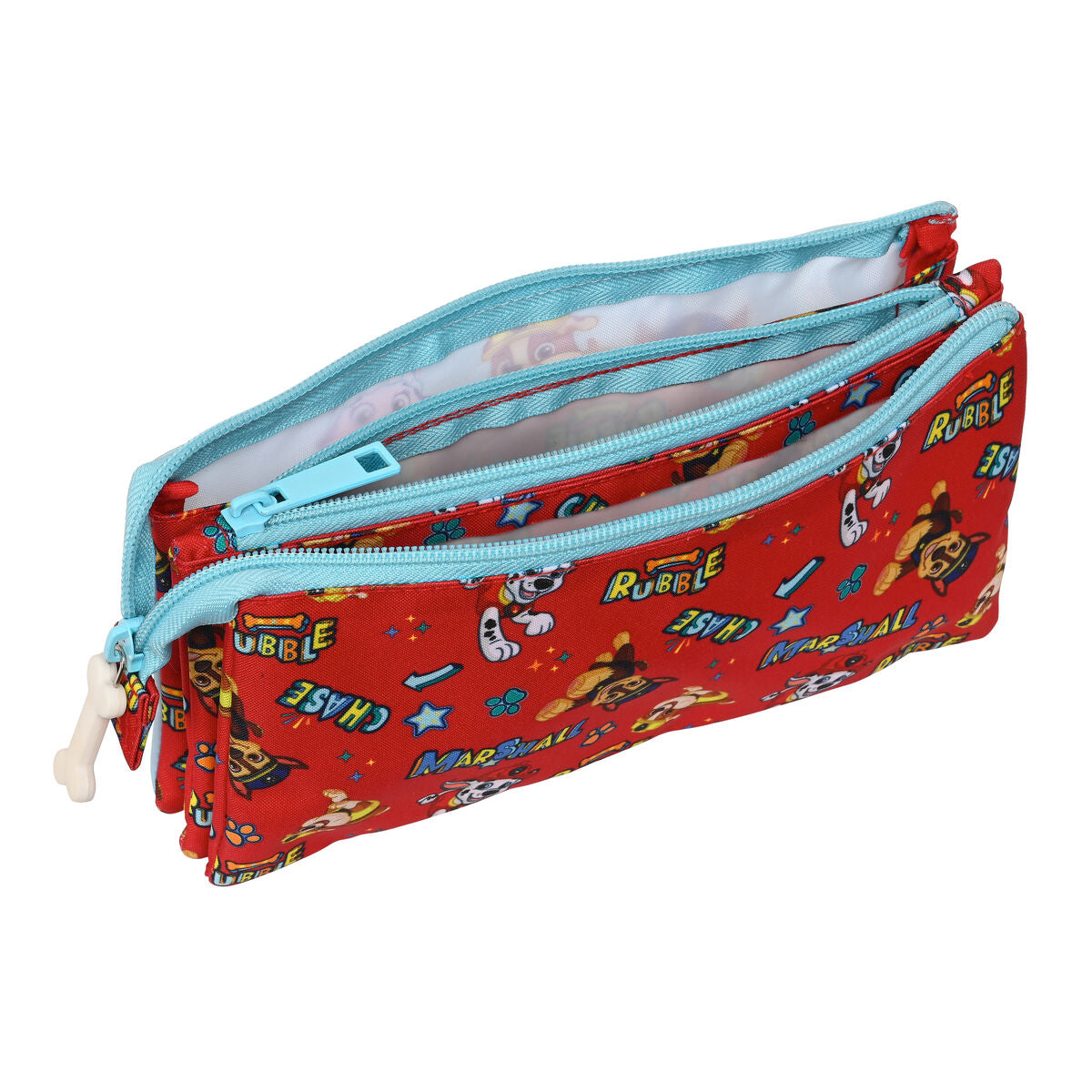 Penar triplu The Paw Patrol Funday Roșu Albastru deschis (22 x 12 x 3 cm) - Birou și papetărie, Material școlar și educațional