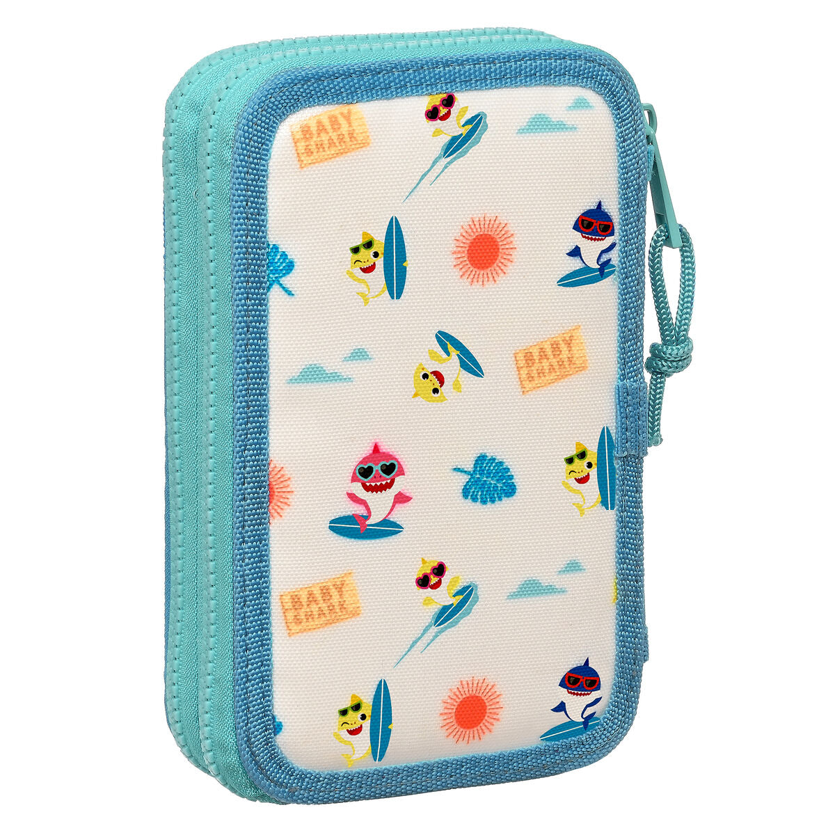Creion dublu Baby Shark Surfing Albastru Alb 12.5 x 19.5 x 4 cm (28 Piese) - Birou și papetărie, Material școlar și educațional