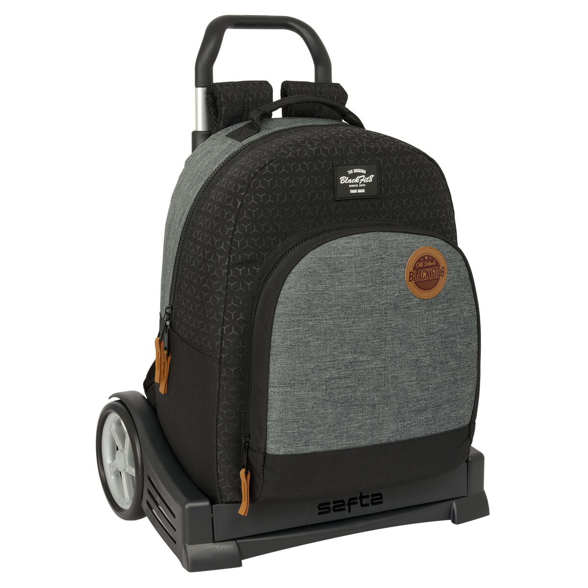 Ghiozdan cu Roți BlackFit8 Old school Negru Gri 32 x 42 x 15 cm - Birou și papetărie, Material școlar și educațional