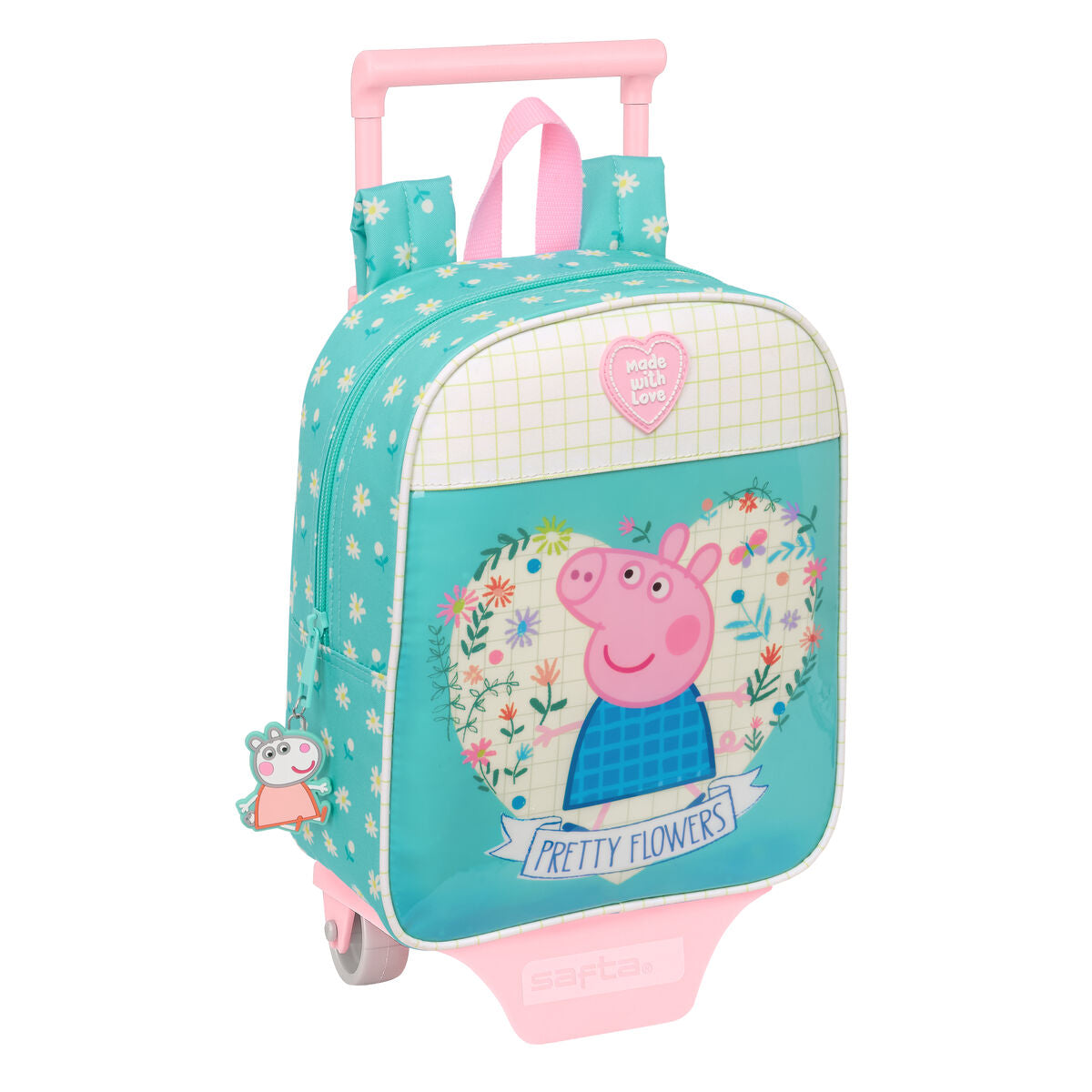Ghiozdan cu Roți Peppa Pig Pretty flowers Galben Mentă 22 x 27 x 10 cm - Birou și papetărie, Material școlar și educațional