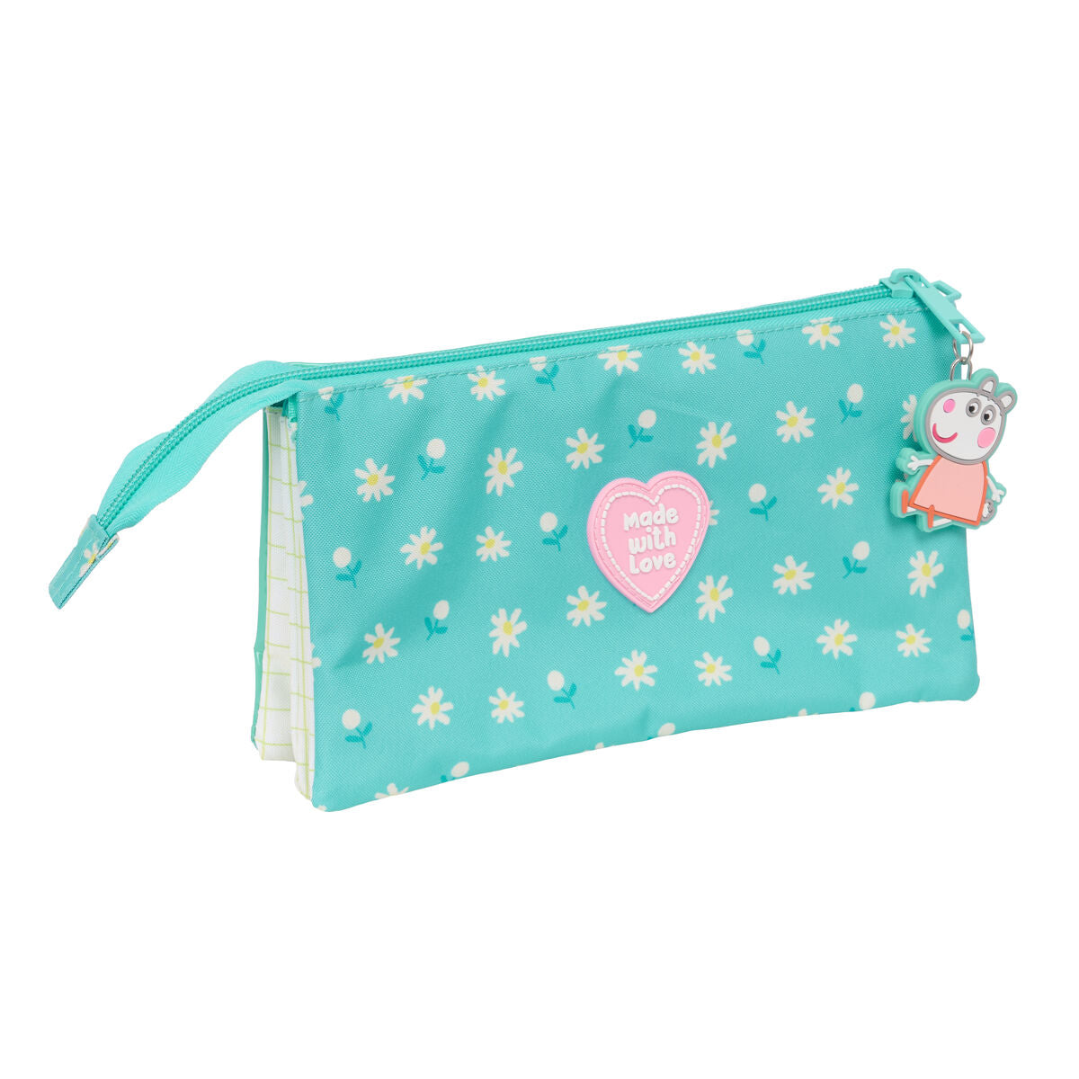 Penar triplu Peppa Pig Pretty flowers Galben Mentă 22 x 12 x 3 cm - Birou și papetărie, Material școlar și educațional