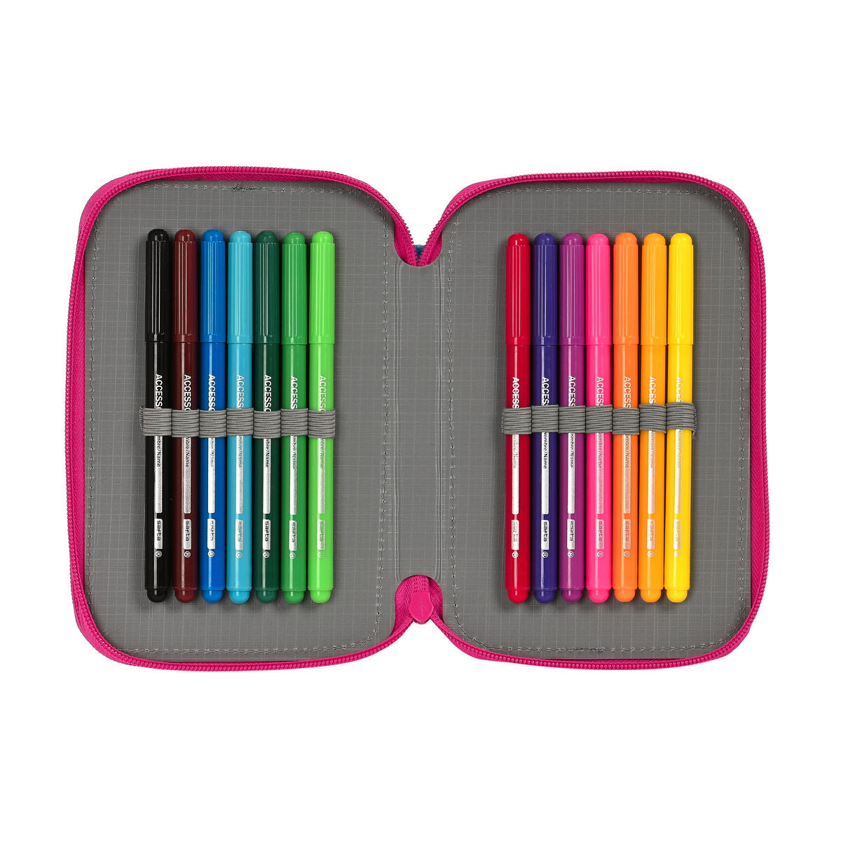 Penar dublu Pinypon Albastru Roz 12.5 x 19.5 x 4 cm (28 Piese) - Birou și papetărie, Material școlar și educațional