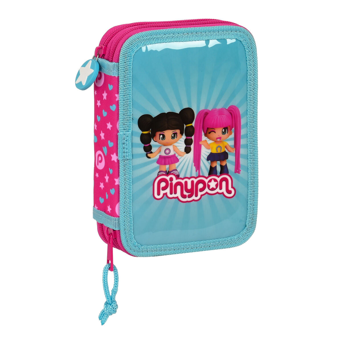 Penar dublu Pinypon Albastru Roz 12.5 x 19.5 x 4 cm (28 Piese) - Birou și papetărie, Material școlar și educațional