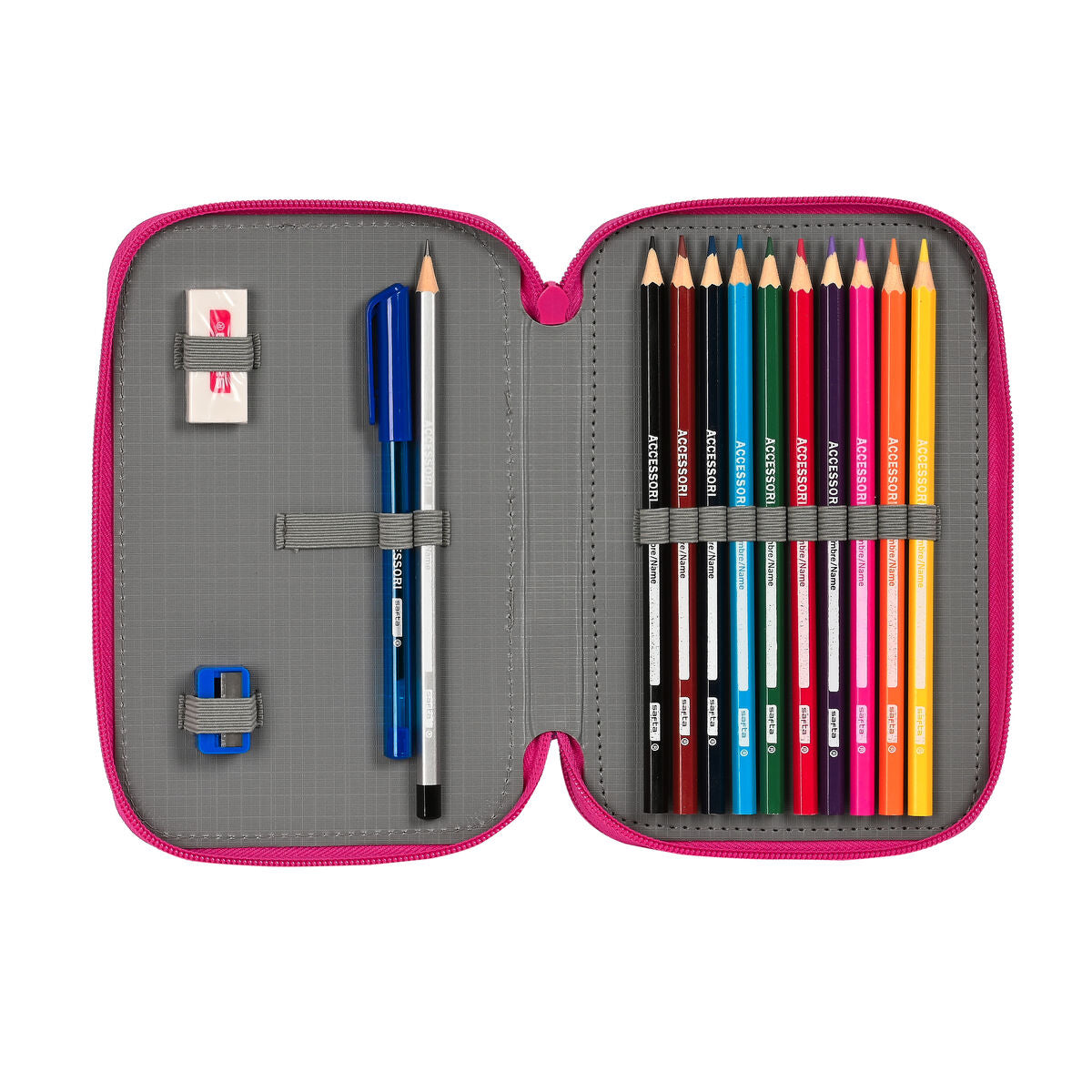 Penar dublu Pinypon Albastru Roz 12.5 x 19.5 x 4 cm (28 Piese) - Birou și papetărie, Material școlar și educațional
