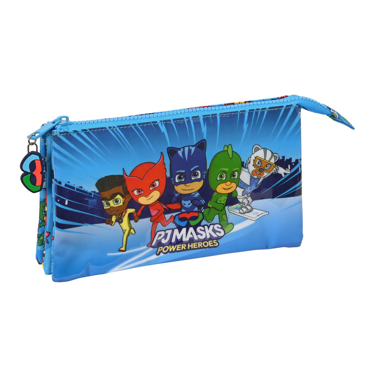Penar triplu PJ Masks Albastru 22 x 12 x 3 cm - Birou și papetărie, Material școlar și educațional