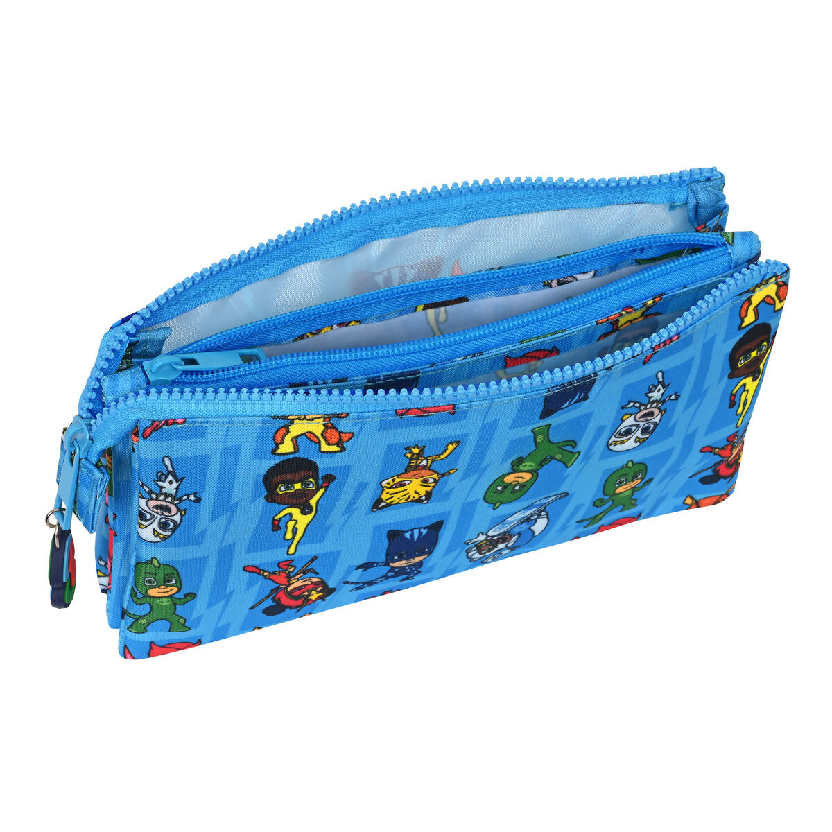 Penar triplu PJ Masks Albastru 22 x 12 x 3 cm - Birou și papetărie, Material școlar și educațional