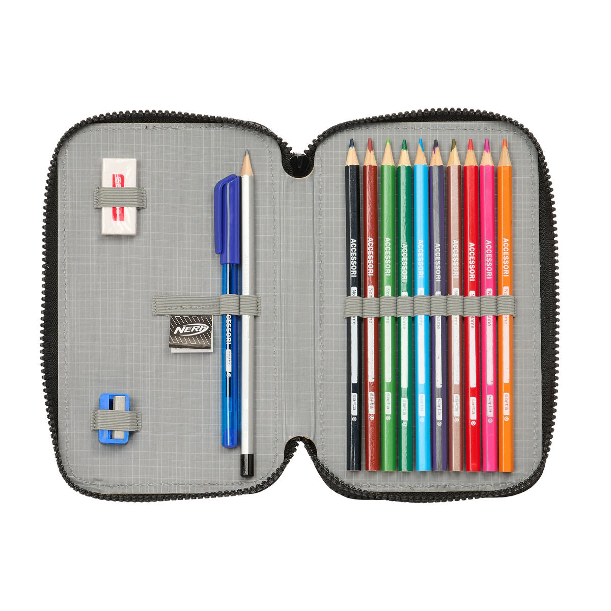 Creion dublu Nerf Get ready Negru 12.5 x 19.5 x 4 cm (28 Piese) - Birou și papetărie, Material școlar și educațional