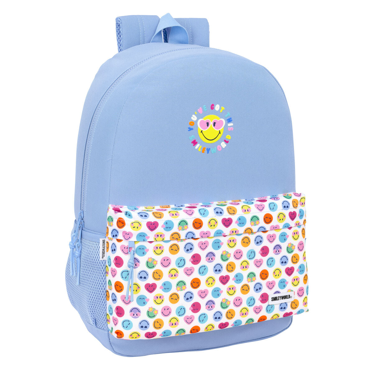 Ghiozdan Smiley Joyful Albastru Multicolor 30 x 46 x 14 cm - Birou și papetărie, Material școlar și educațional