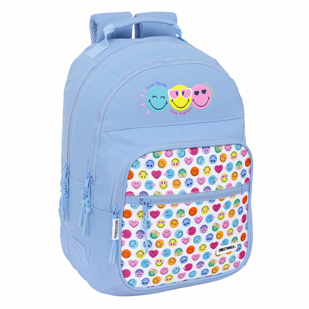 Ghiozdan Smiley Joyful Albastru Multicolor 32 x 42 x 15 cm - Birou și papetărie, Material școlar și educațional