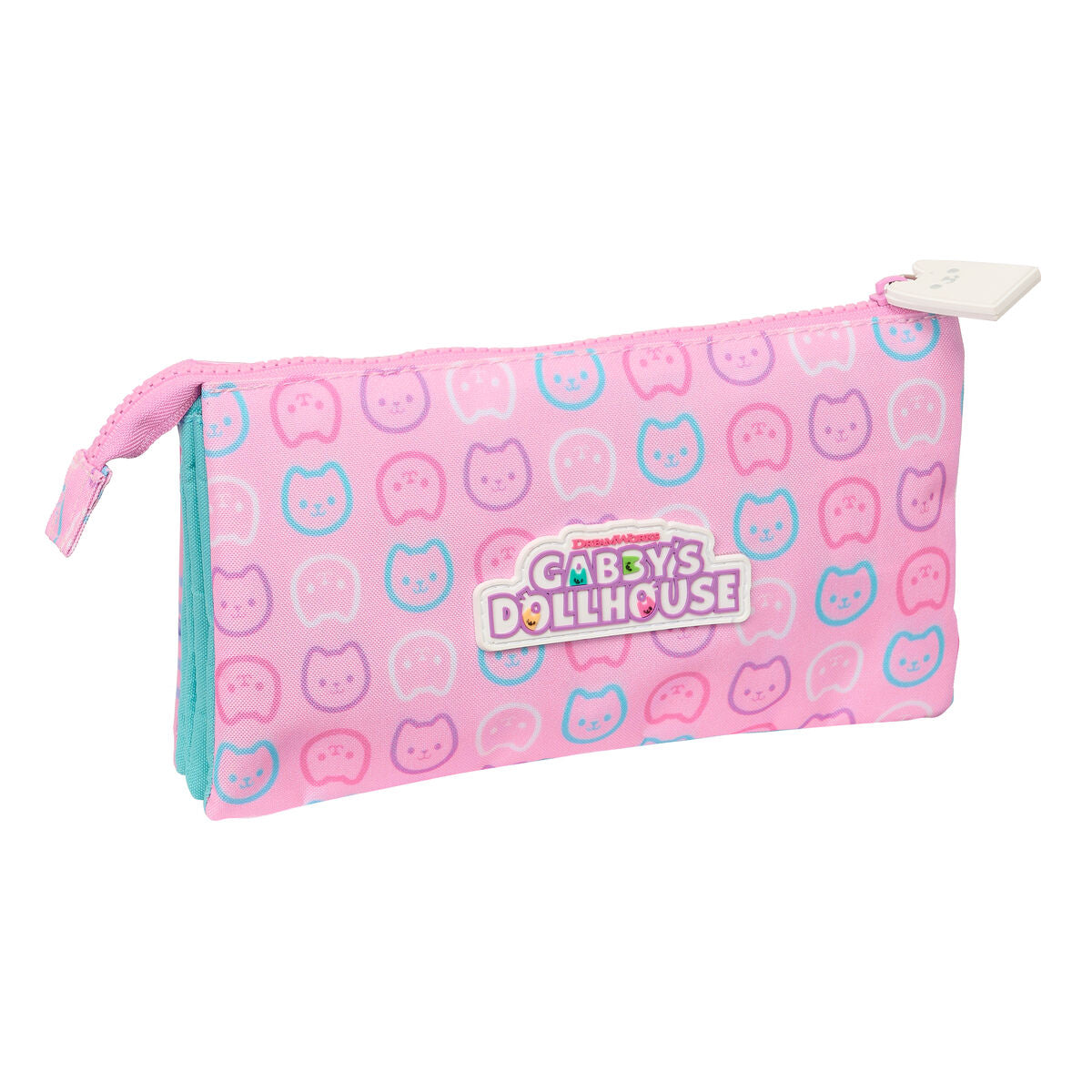 Penar triplu Gabby's Dollhouse Party Roz 22 x 12 x 3 cm - Birou și papetărie, Material școlar și educațional