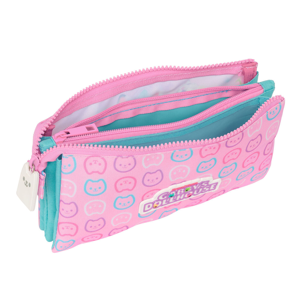Penar triplu Gabby's Dollhouse Party Roz 22 x 12 x 3 cm - Birou și papetărie, Material școlar și educațional