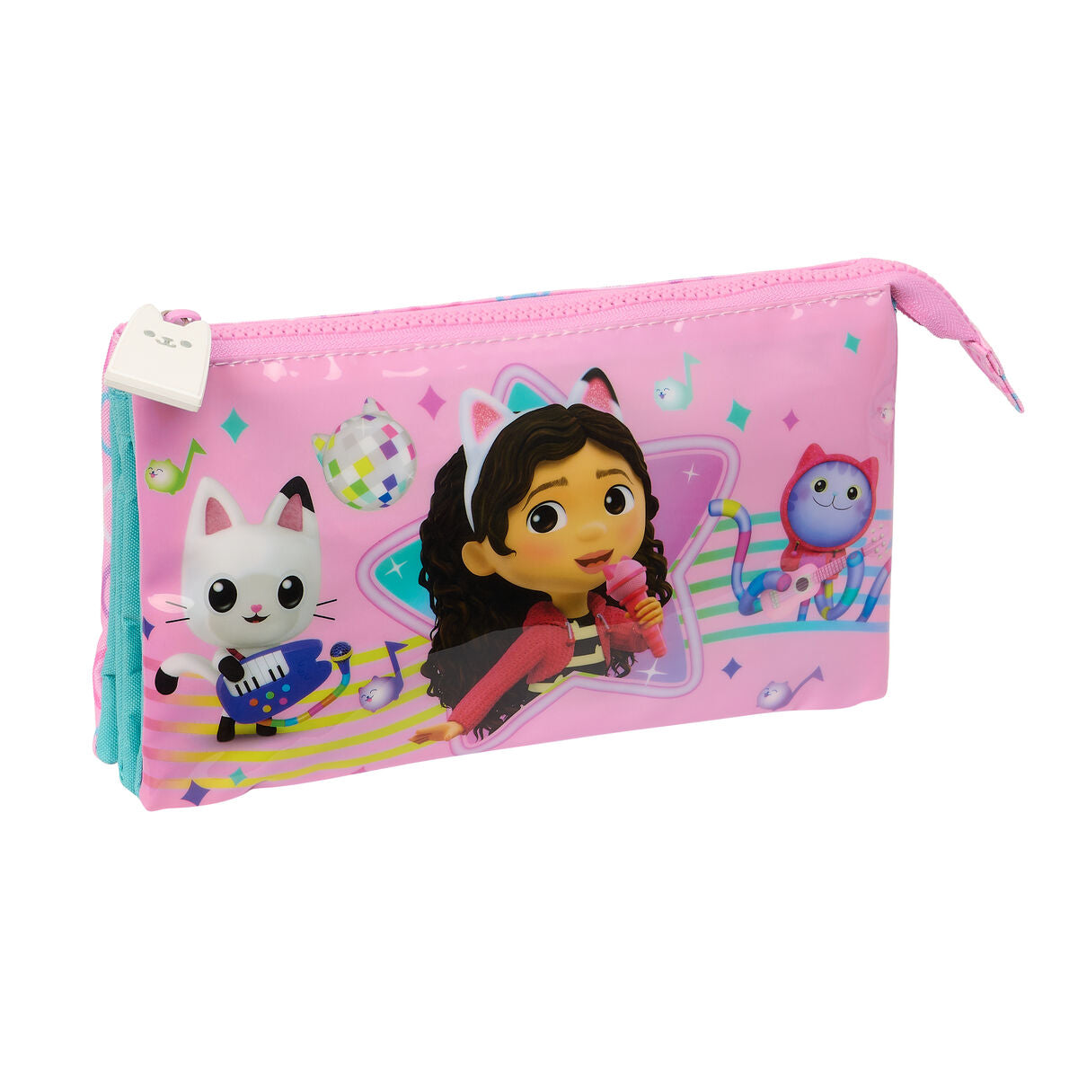 Penar triplu Gabby's Dollhouse Party Roz 22 x 12 x 3 cm - Birou și papetărie, Material școlar și educațional