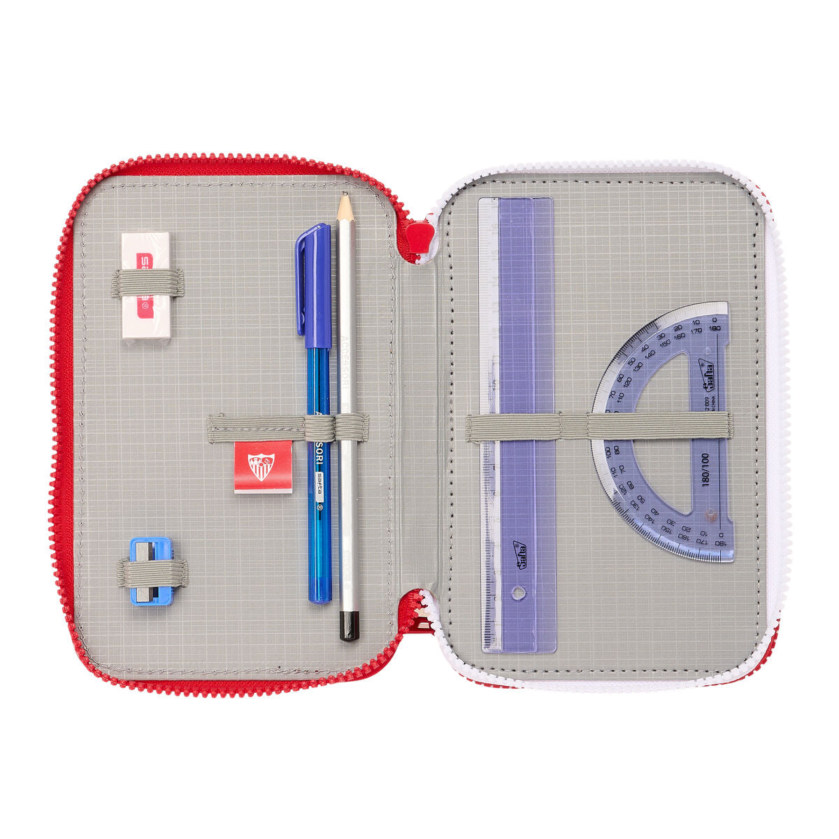 Penar Triplu Sevilla Fútbol Club Roșu 12,5 x 19,5 x 5,5 cm 36 Piese - Birou și papetărie, Material școlar și educațional