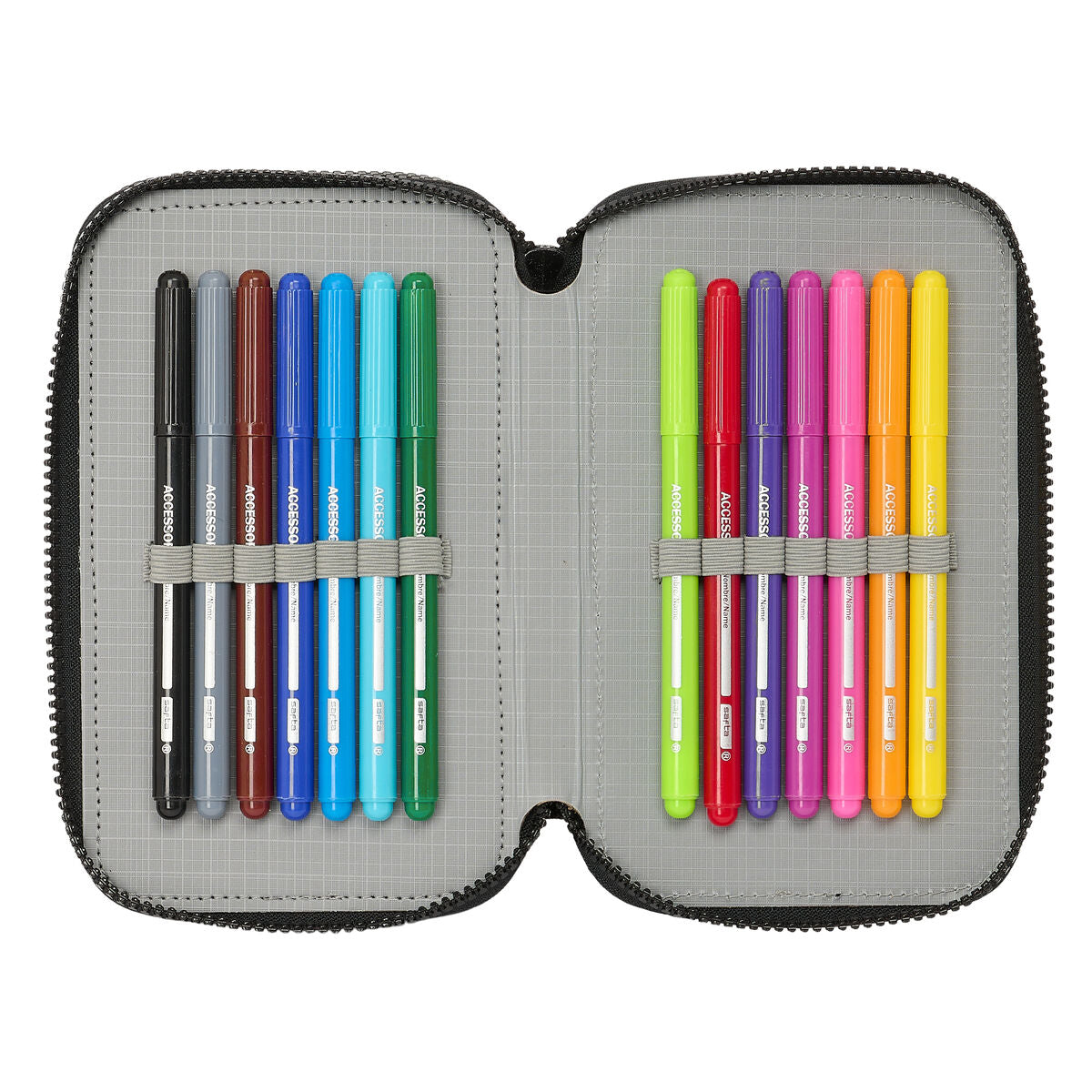 Penar Triplu Teenage Mutant Ninja Turtles Negru Gri 12,5 x 19,5 x 5,5 cm 36 Piese - Birou și papetărie, Material școlar și educațional