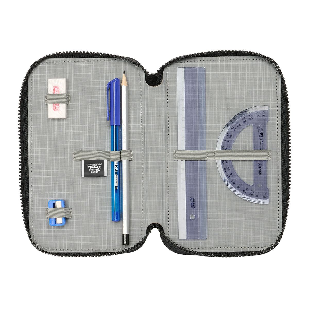 Penar Triplu Teenage Mutant Ninja Turtles Negru Gri 12,5 x 19,5 x 5,5 cm 36 Piese - Birou și papetărie, Material școlar și educațional