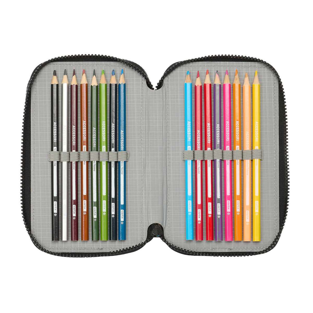 Penar Triplu Teenage Mutant Ninja Turtles Negru Gri 12,5 x 19,5 x 5,5 cm 36 Piese - Birou și papetărie, Material școlar și educațional