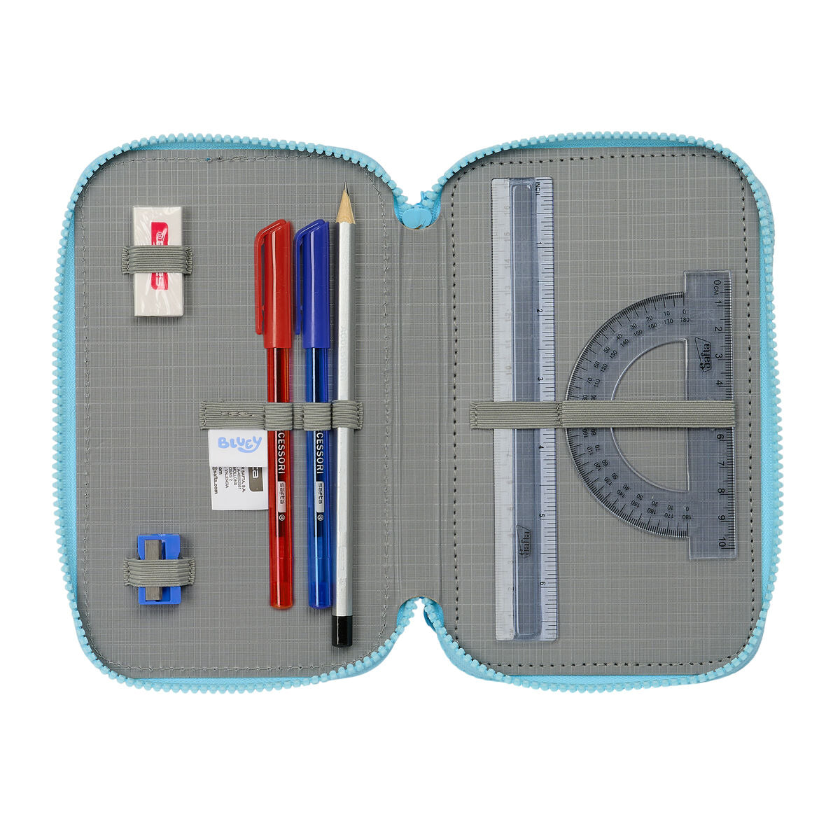 Penar Triplu Bluey Albastru celest 12,5 x 19,5 x 5,5 cm 36 Piese - Birou și papetărie, Material școlar și educațional