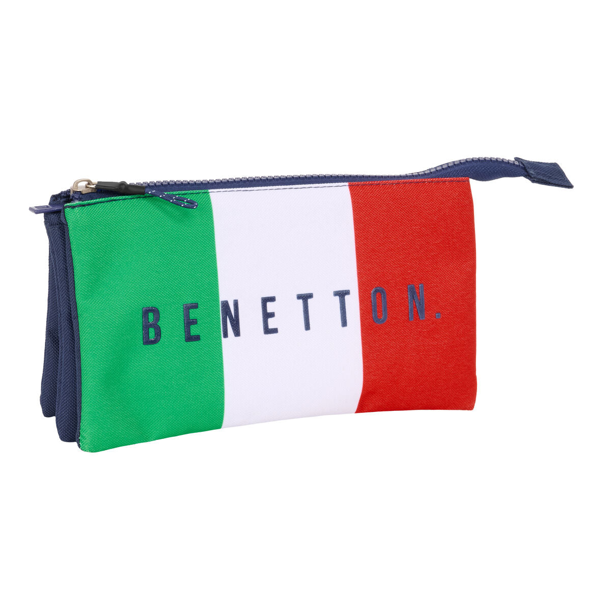Penar triplu Benetton Flag Bleumarin 22 x 12 x 3 cm - Birou și papetărie, Material școlar și educațional