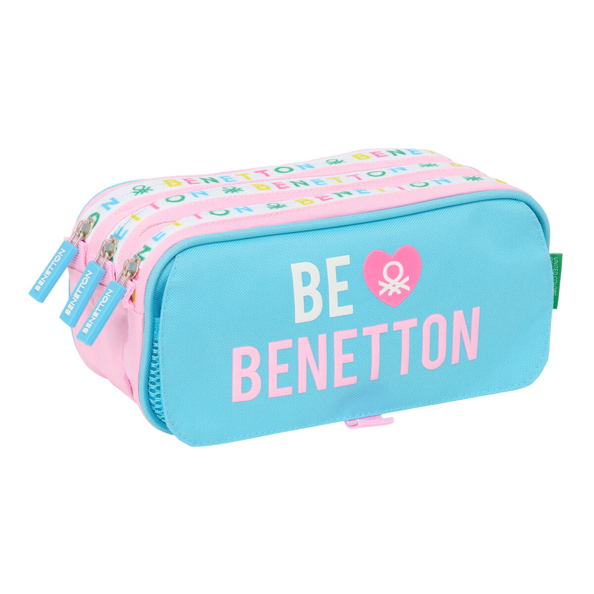 Penar triplu Benetton Unique Roz Turquoise 21,5 x 10 x 8 cm - Birou și papetărie, Material școlar și educațional