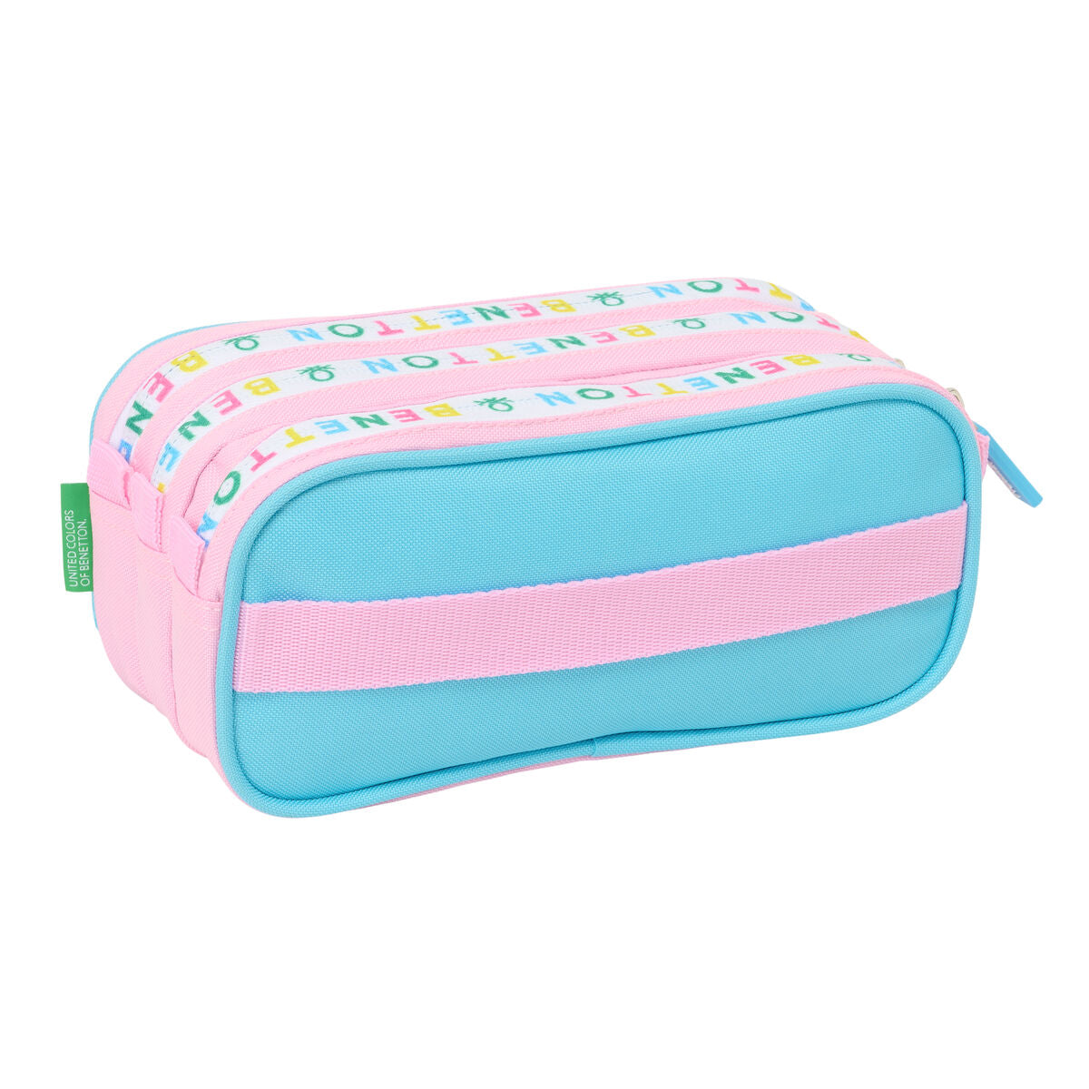 Penar triplu Benetton Unique Roz Turquoise 21,5 x 10 x 8 cm - Birou și papetărie, Material școlar și educațional