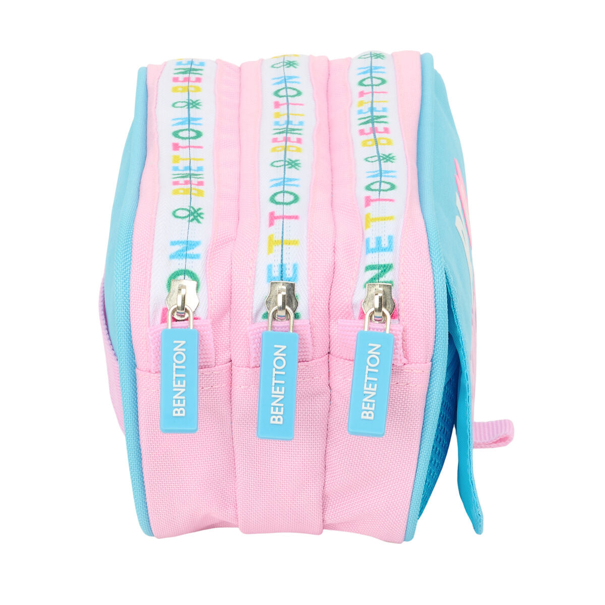 Penar triplu Benetton Unique Roz Turquoise 21,5 x 10 x 8 cm - Birou și papetărie, Material școlar și educațional